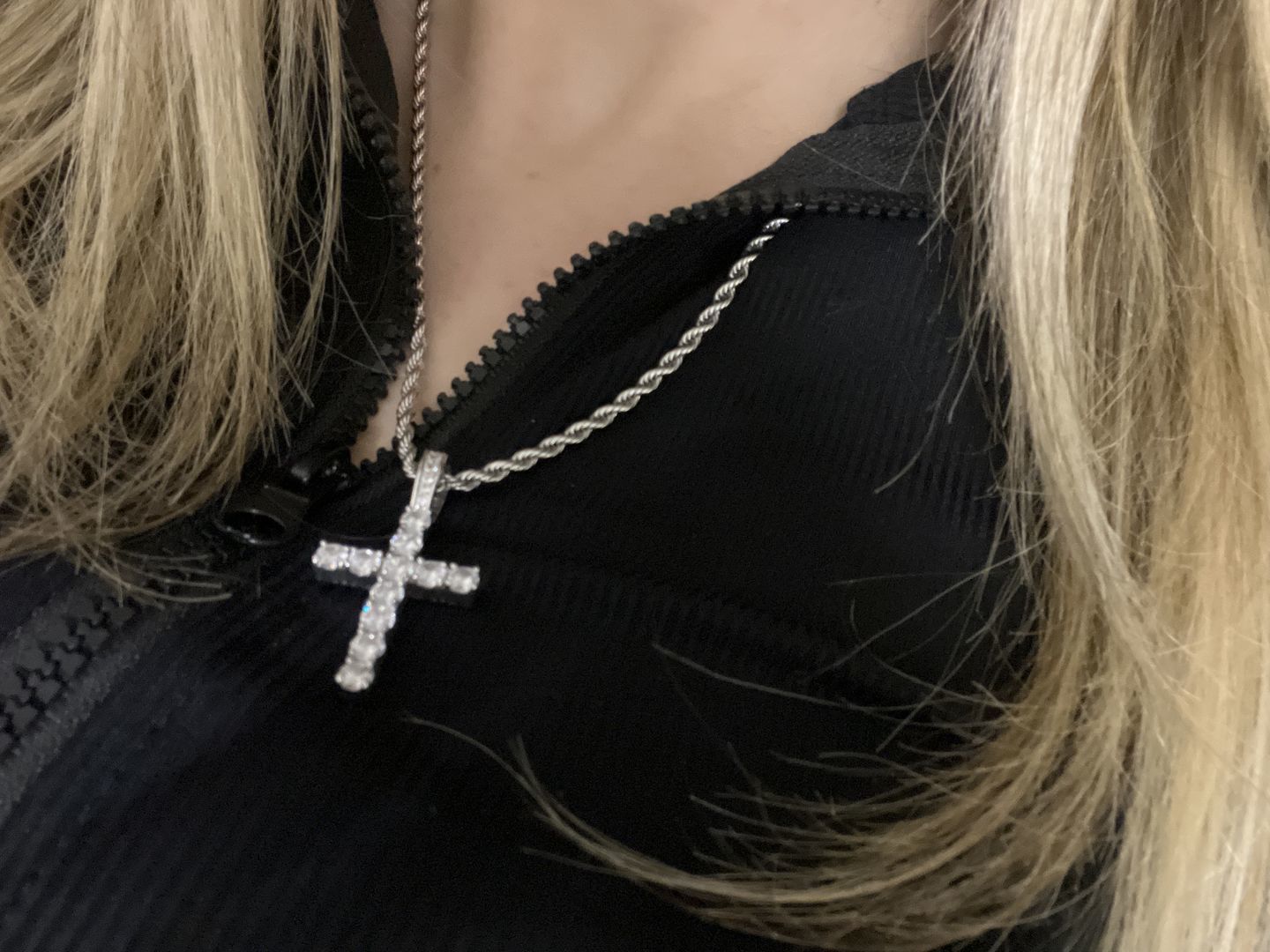 Customer photo review of Cross Pendant - White Gold