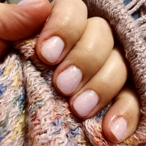 Customer photo review of Gel Polish Rubber Base Foil pink 10ml