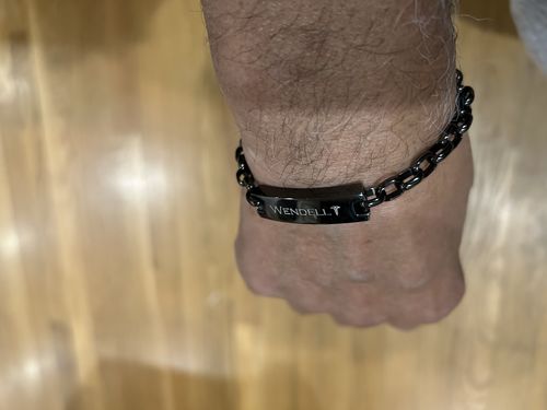 Customer photo review of Gun Metal Oval Link ID Bracelet