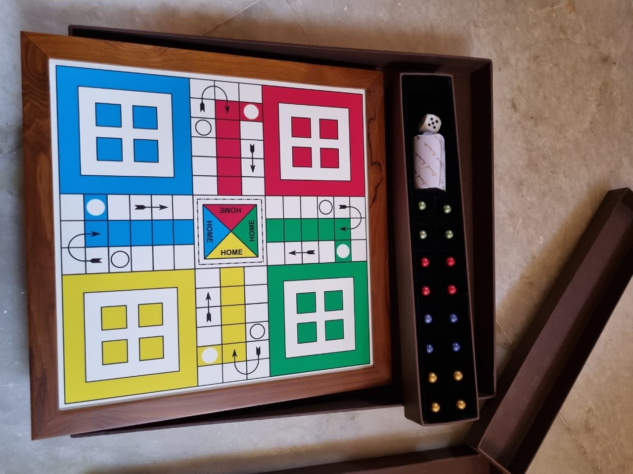 Customer photo review of Teakwood Ludo With Metallic Tokens