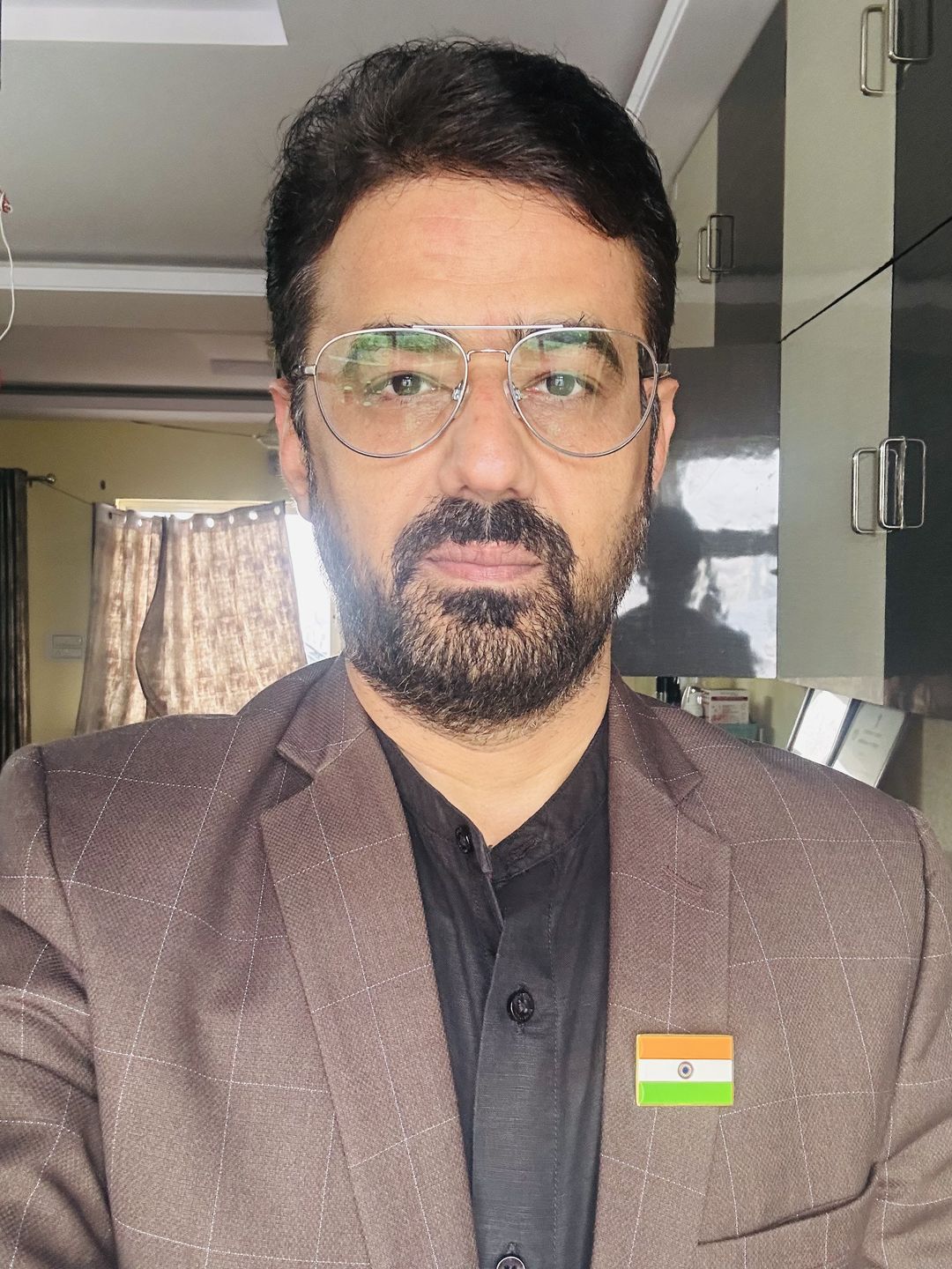 Customer photo review of Indian Flag Lapel Pin- 18k Gold Plated