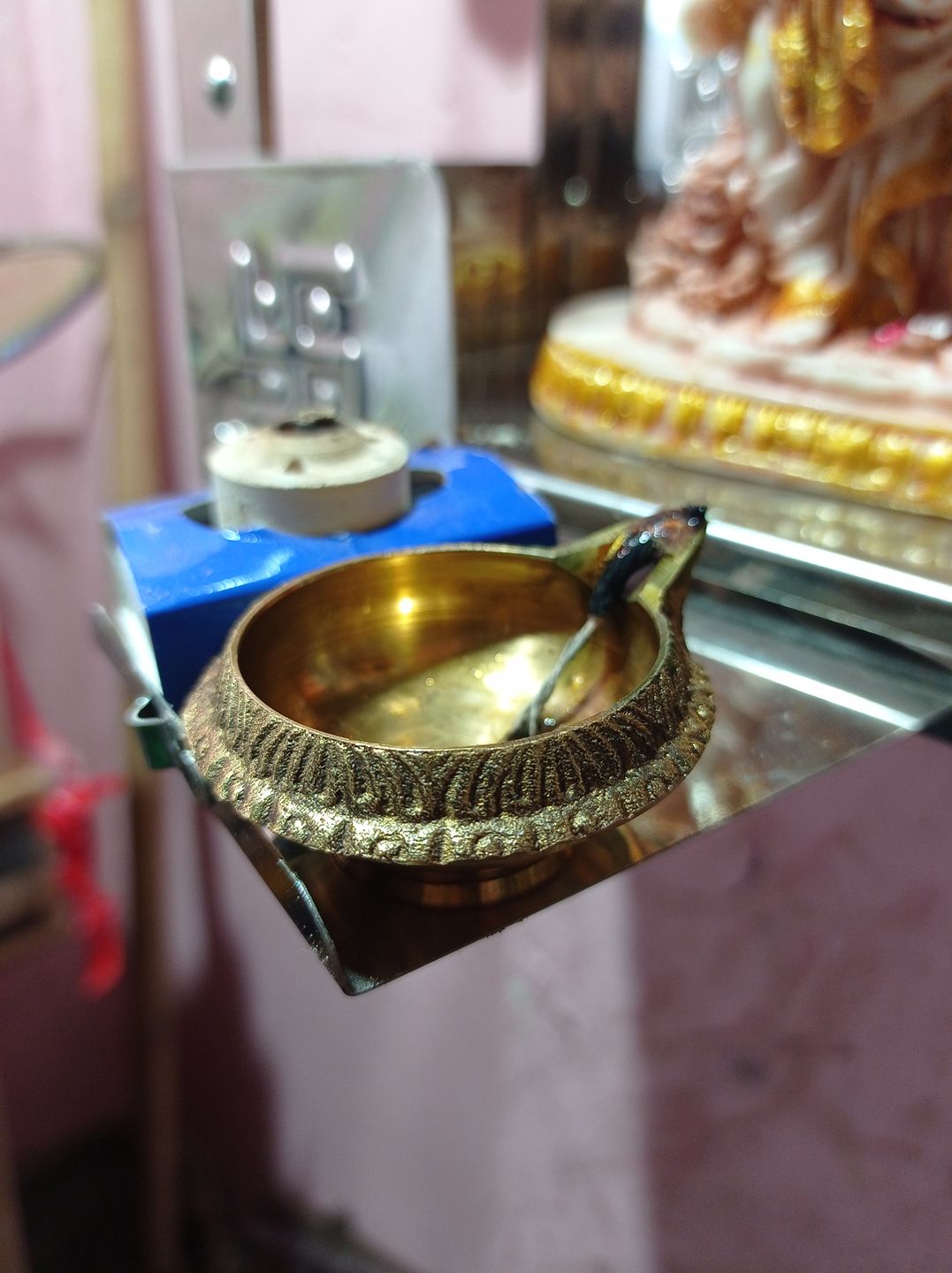 Customer photo review of Pure Brass Kuber Diya for Daily Pooja