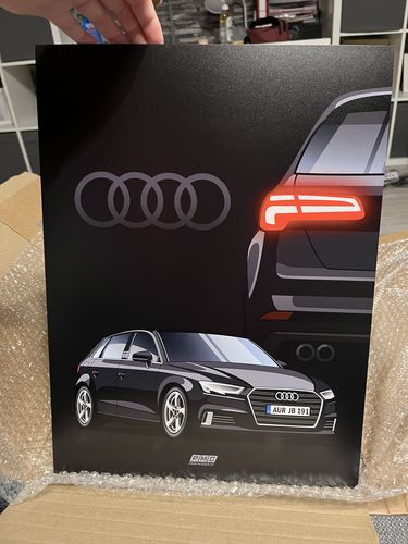 Customer photo review of Dein von Hand gezeichnetes Fahrzeug als Metall Poster