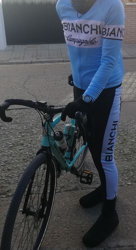 Customer photo review of Bianchi Baby Blue Fleece Retro Cycling Pants