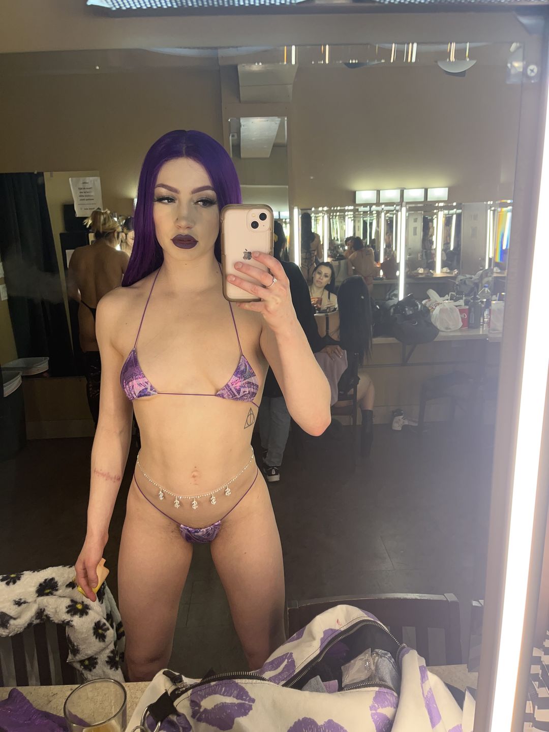 Customer photo review of Microkini Set: Sparkly Money Print Purple