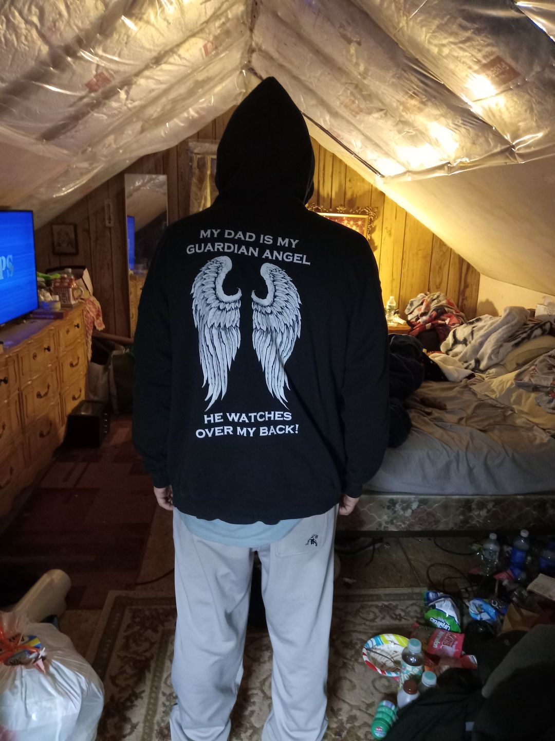 Customer photo review of My Dad Is My Guardian Angel Hoodie