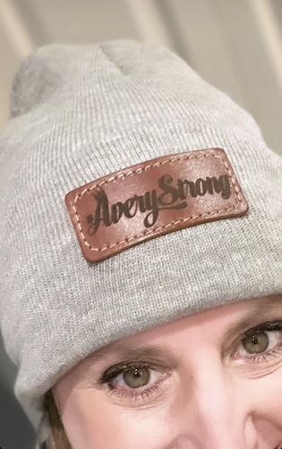 Customer photo review of Custom Leather Patch Beanie