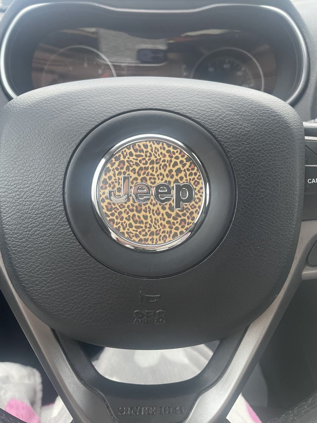 Customer photo review of Animal Print Steering Wheel Decal for Jeep