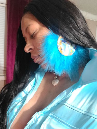 Customer photo review of "BOMBSHELL" Feather Stud Earrings