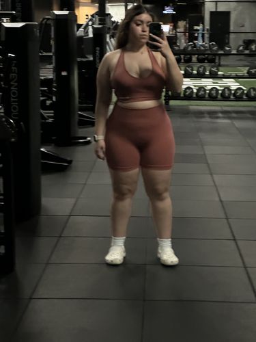 Customer photo review of Rust Racer Back Bra and Short Set