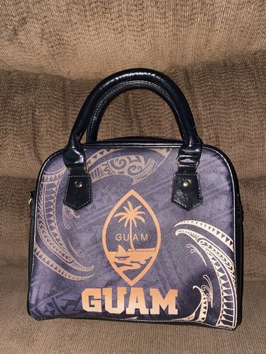Customer photo review of Guam Polynesian Shoulder Handbag - Gold Tribal Wave