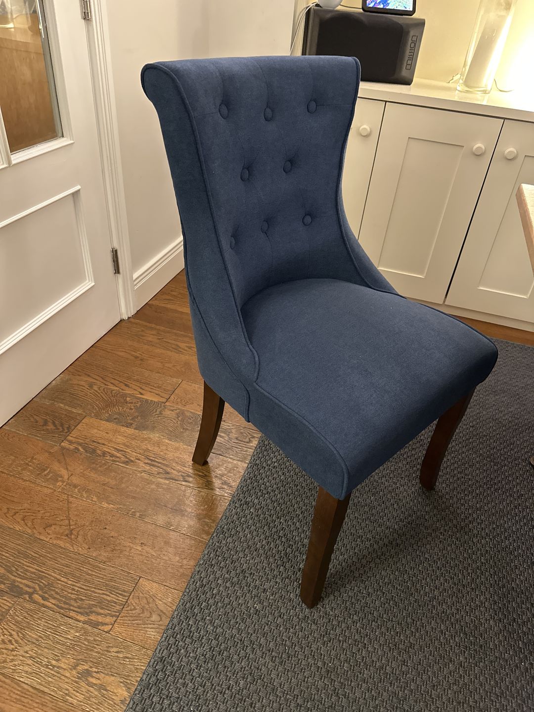 Customer photo review of Kingston Chenille Blue Dining Chair