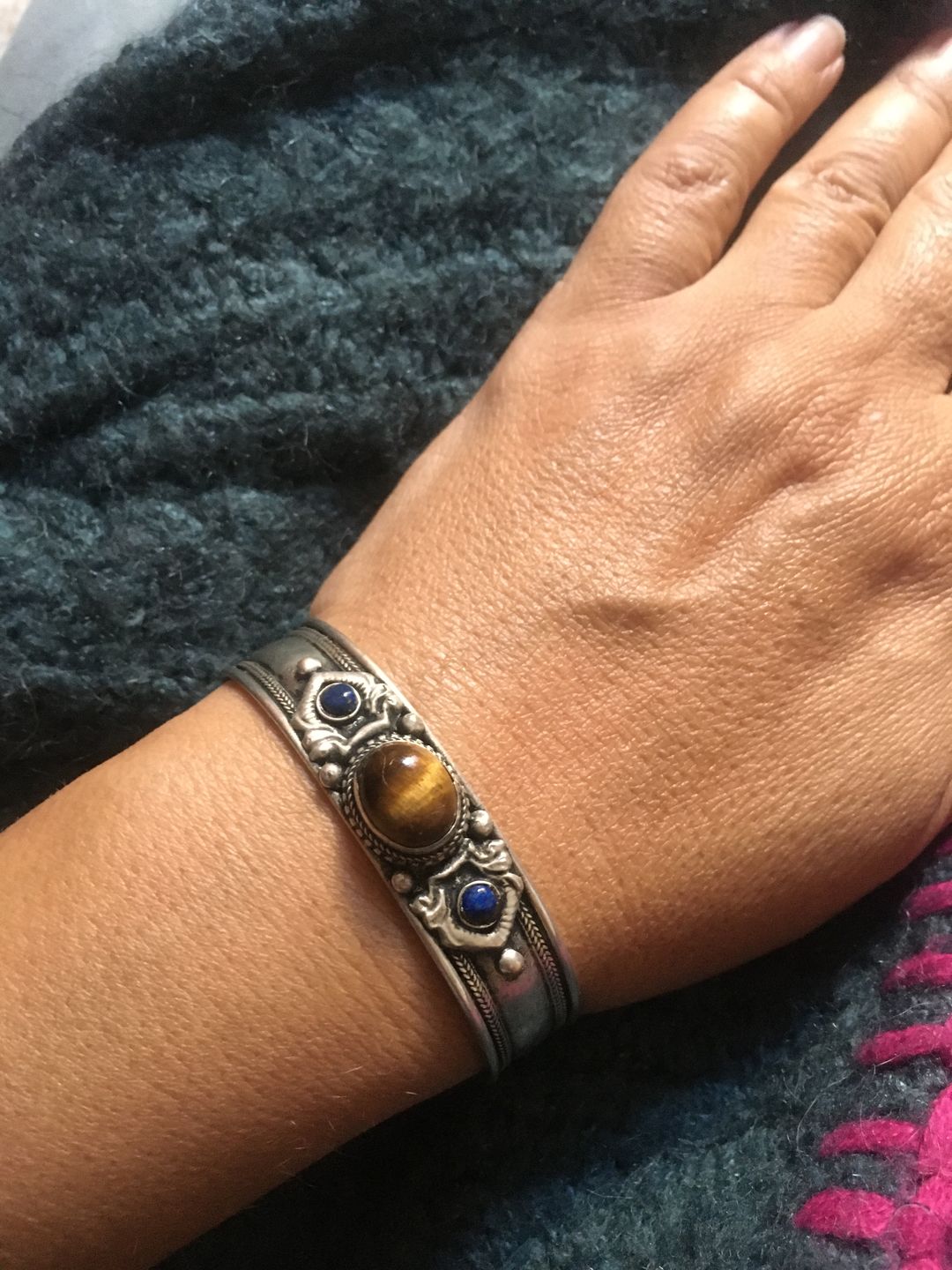 Customer photo review of Tigers Eye Bohemian Cuff Bracelet