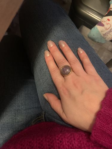 Customer photo review of BAGUE REGLABLE ACIER INOXYDABLE ET PIERRES NATURELLES 16 MM