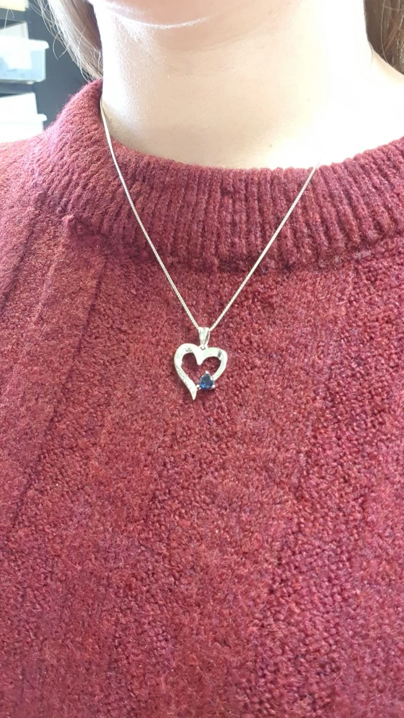 Customer photo review of "TO MY WIFE " - Sterling Silver Sacred Heart Necklace - 4 Colours