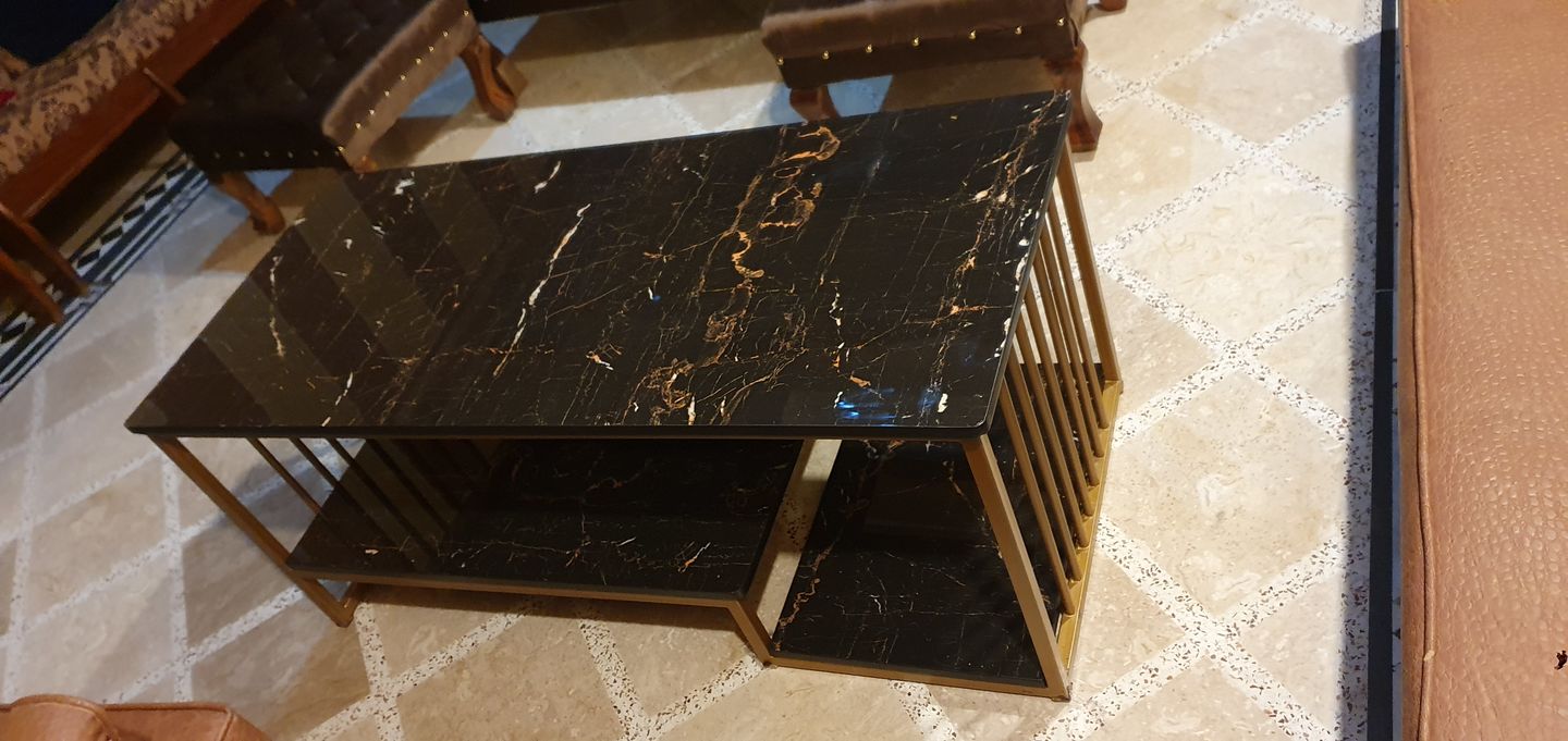 Customer photo review of Luxury Two Layer Living Room Table with Gold Metal Frame