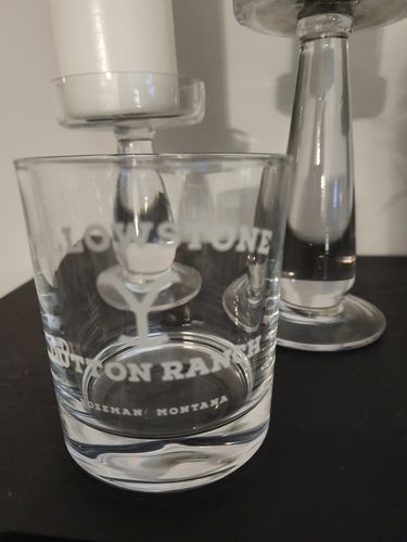 Customer photo review of Yellowstone Dutton Ranch Whiskey Glass / Rocks Bourbon Glass