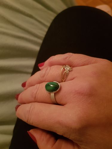 Customer photo review of BAGUE REGLABLE MALACHITE acier inoxydable