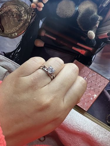 Customer photo review of Solitaire Heart 1.1ct Heart CZ Ring Set in Sterling Silver