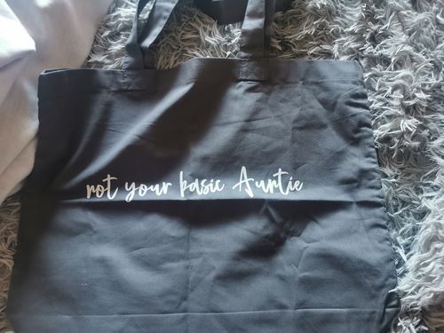 Customer photo review of Not Your Basic Auntie Tote Bag