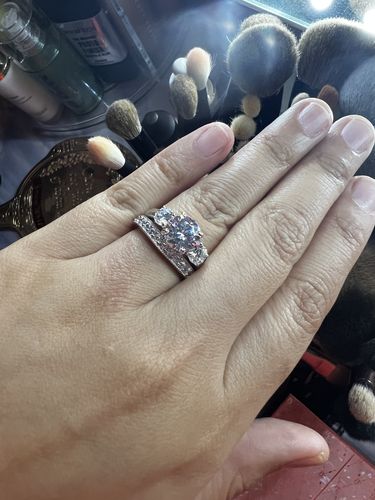 Customer photo review of 3-Stone 2.4ct CZ Ring Set in Sterling Silver