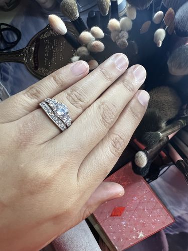 Customer photo review of 3-Stone 1.25ct CZ Ring Set in Sterling Silver