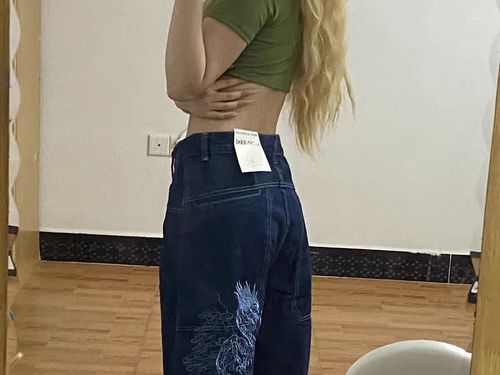 Customer photo review of Dragon Embroidered Denim Jeans
