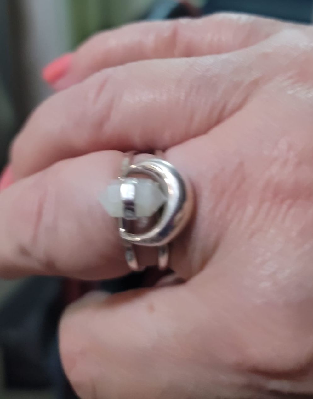 Customer photo review of Healing Crystal Point Moonstone Moon Ring Sterling Silver