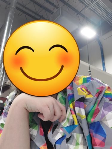 Customer photo review of Astronaut Pixels Outer Space Purple Blue Button Up Shirt