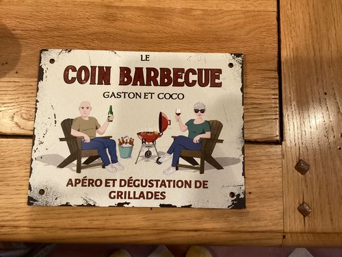 Customer photo review of Notre coin barbecue - Plaque de porte personnalisée