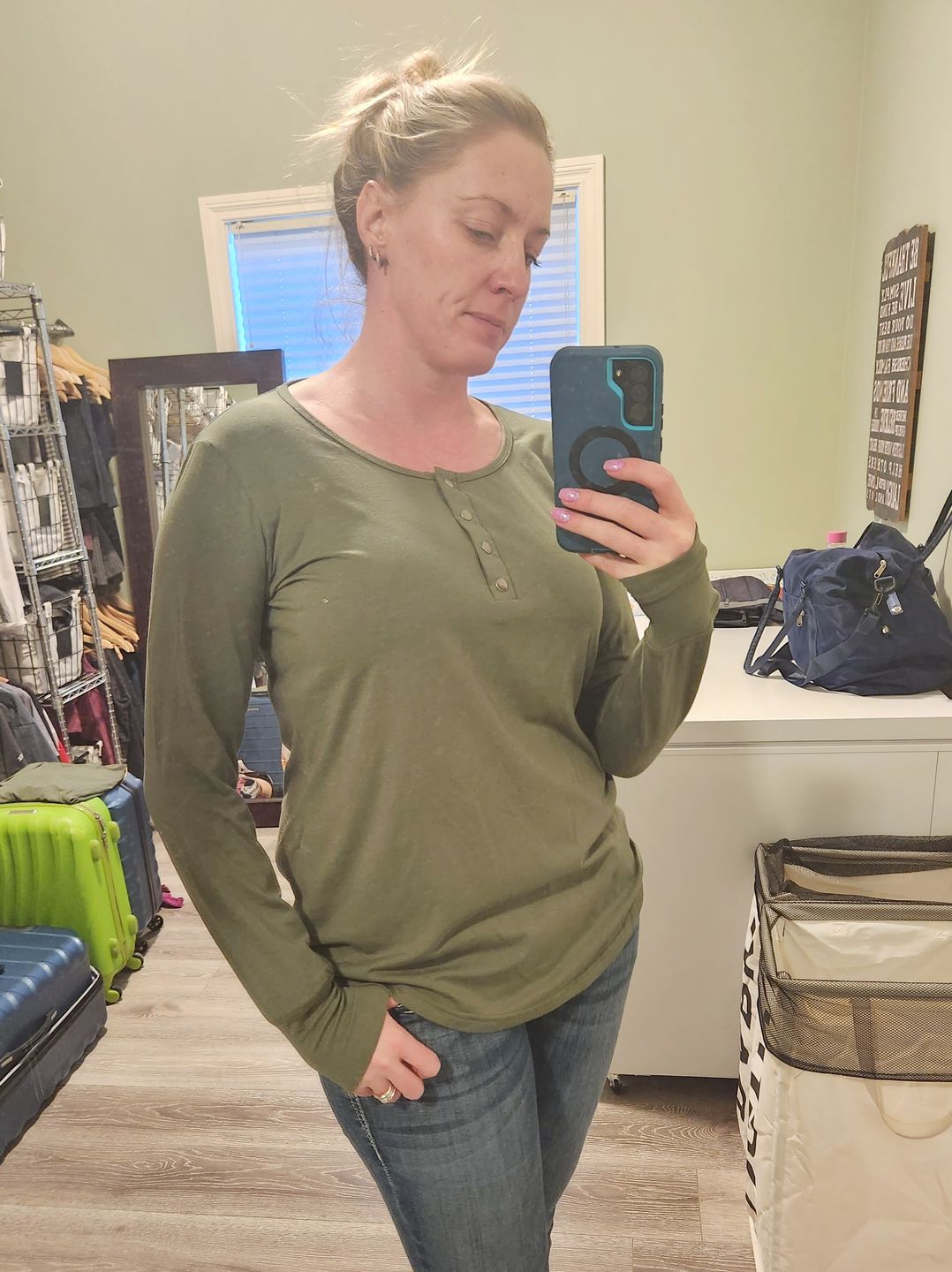 Customer photo review of *Freshly Baked* Long Sleeve Henley