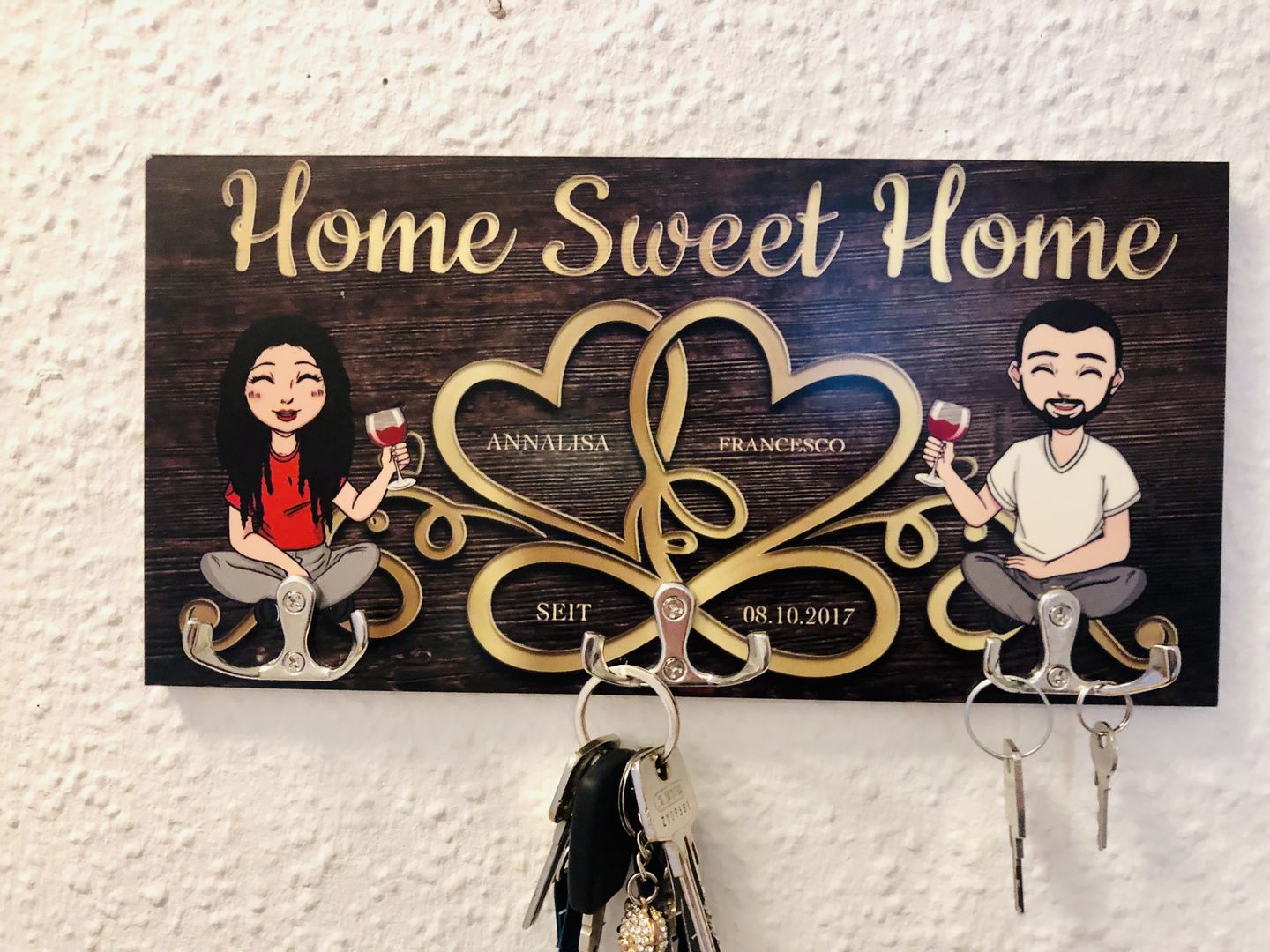 Customer photo review of Home sweet home - Paar-Schlüsselbrett