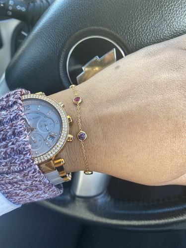 Customer photo review of Multi-Colour Stone Bracelet - Gold
