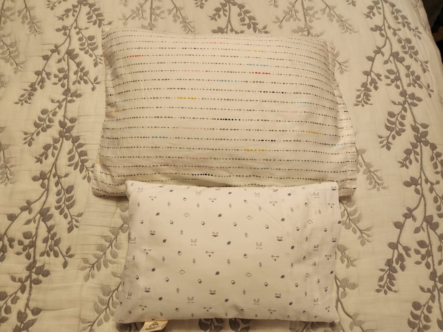 Customer photo review of Mini Toddler Pillow With Pillowcase (Acorn)