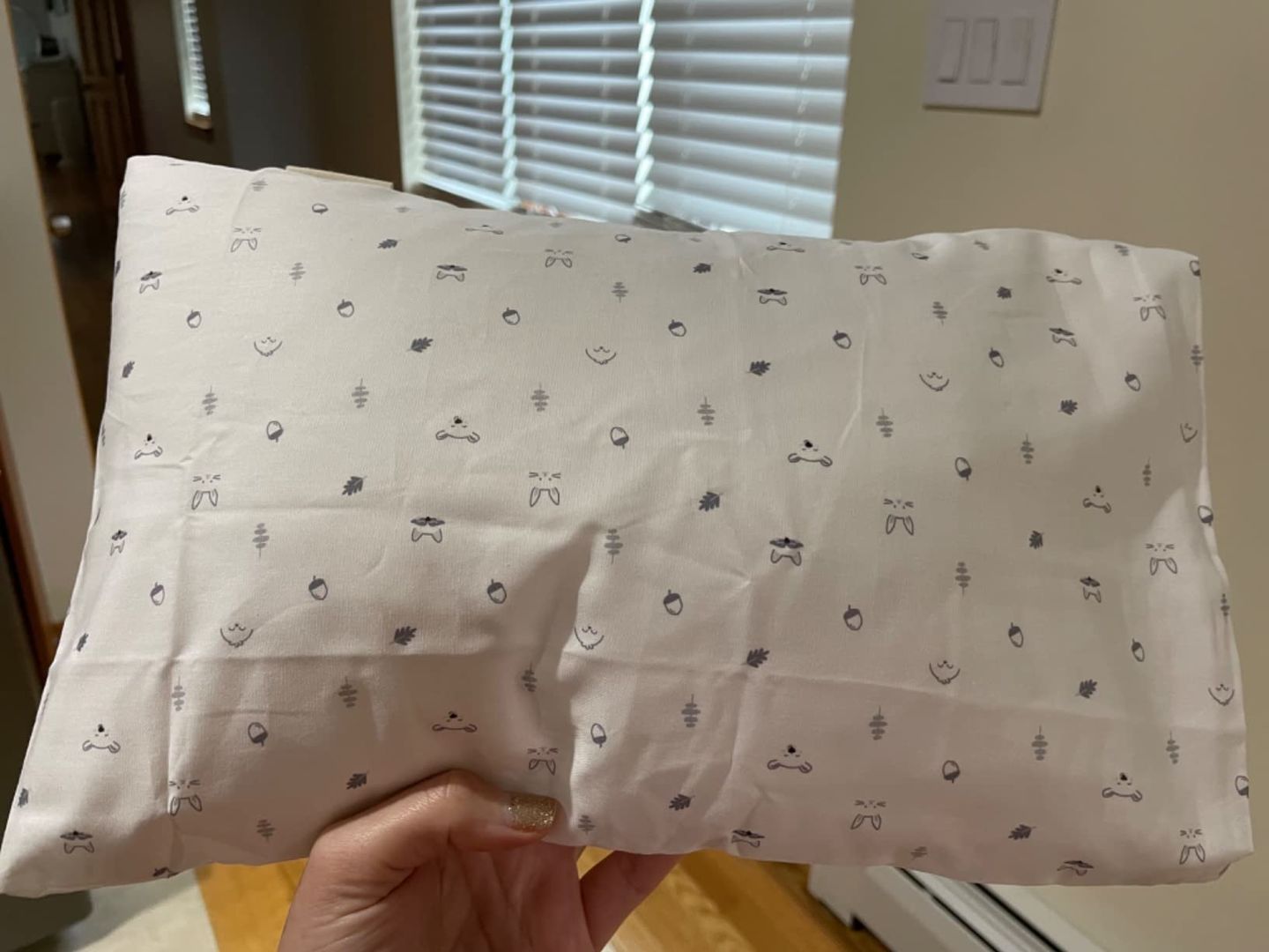 Customer photo review of Mini Toddler Pillow With Pillowcase (Acorn)