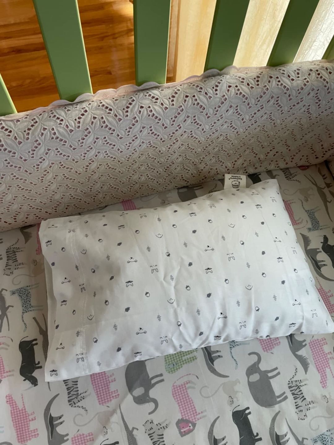 Customer photo review of Mini Toddler Pillow With Pillowcase (Acorn)