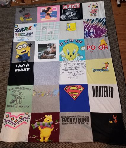 T-shirt quilt with cartoons, disney themes by RachelDrake from OR