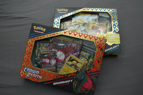 Customer photo review of Pokémon Crown Zenith Regieleki V & Regidrago V Collection 6 Box Case (Presale)