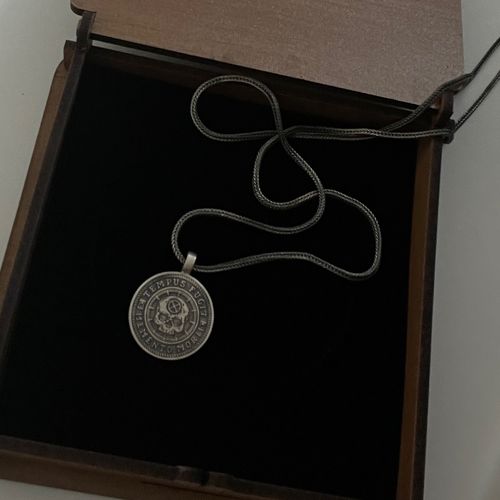 Customer photo review of 925 Silver Memento Mori Necklace Men's Skull Pendant with Chain