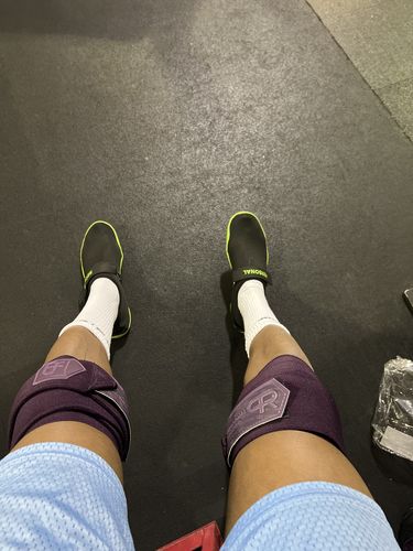 Customer photo review of Personal Record Heavy Duty Premium Knee Wraps PR906 - Purple