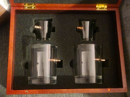 Customer photo review of .308 Bullet Glass Wood Box Gift Set - Set of 4 Glasses