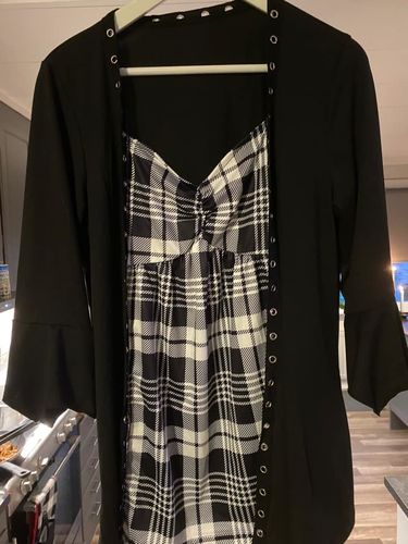 Customer photo review of Kariertes Patchwork-Oberteil mit 3/4 Ärmeln