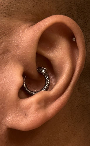 Customer photo review of Ouroboros Earrings