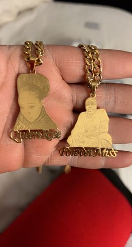 Customer photo review of Lovers Charm™ 18K Custom Engraved Necklace