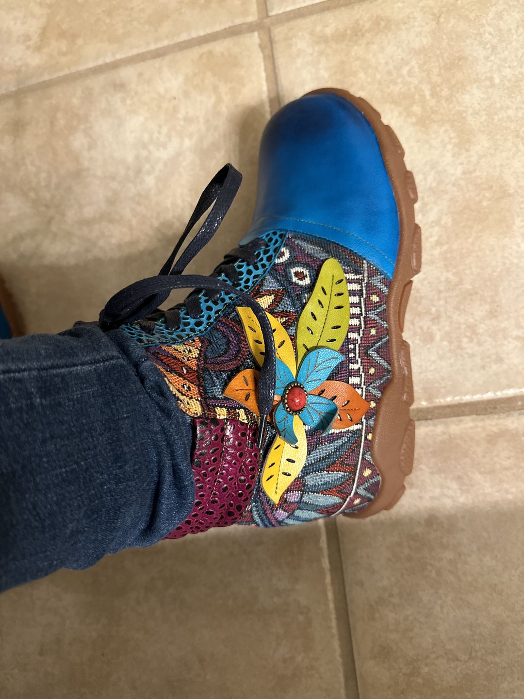 Customer photo review of Leather Handmade Comfortable Walking Boots