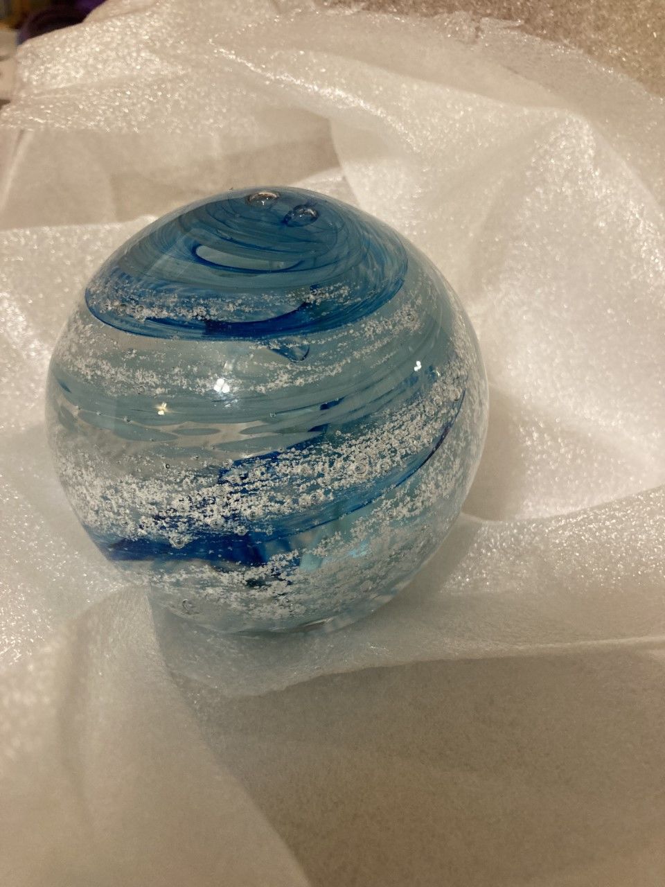 Customer photo review of Tranquil Swirl Paperweight with Cremation Ash