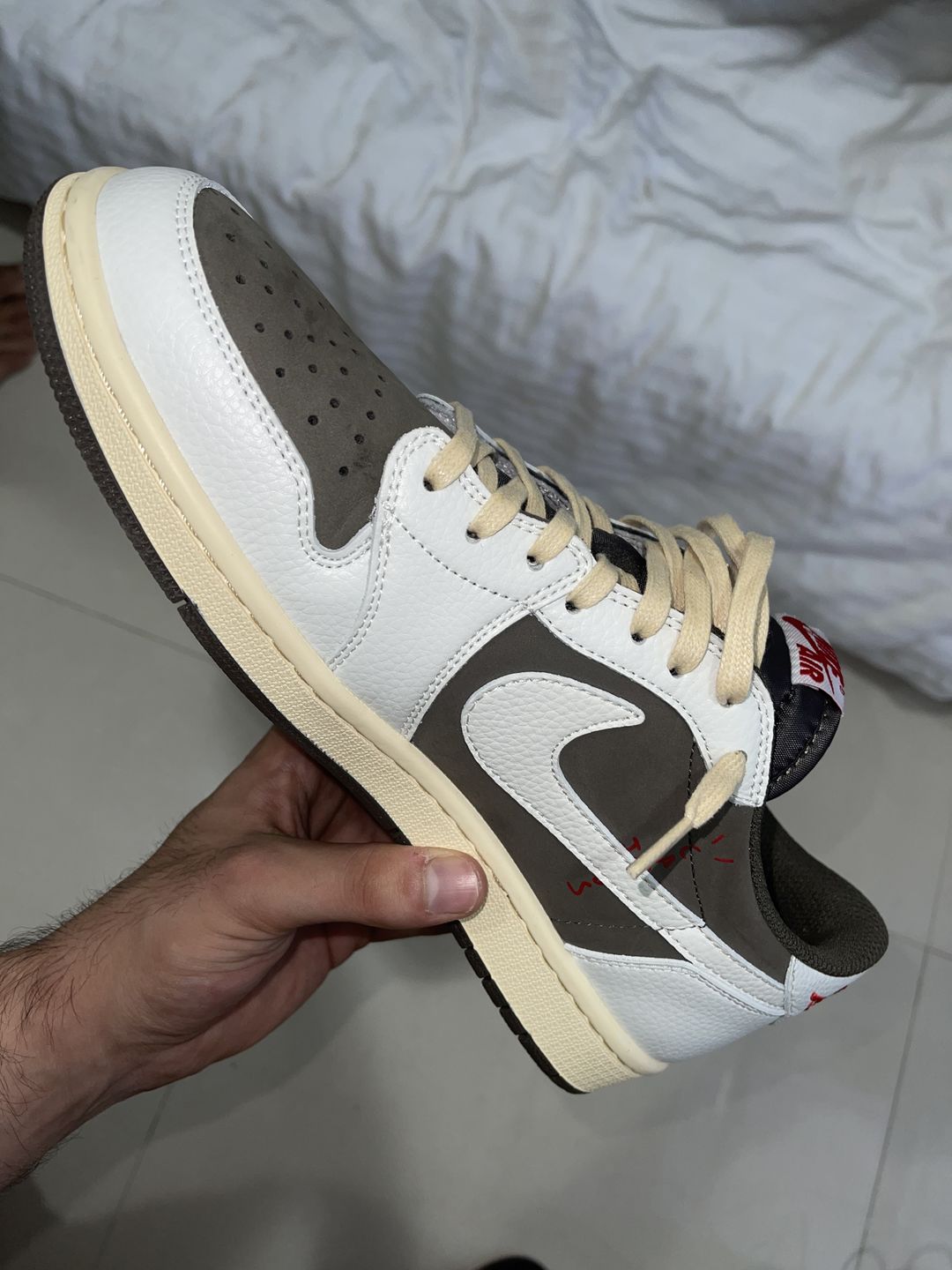 Customer photo review of AJ1 Travis Scott Reverse Mocha