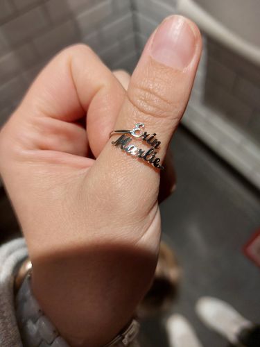 Customer photo review of LOANYA Ring With Two Engraved Names
