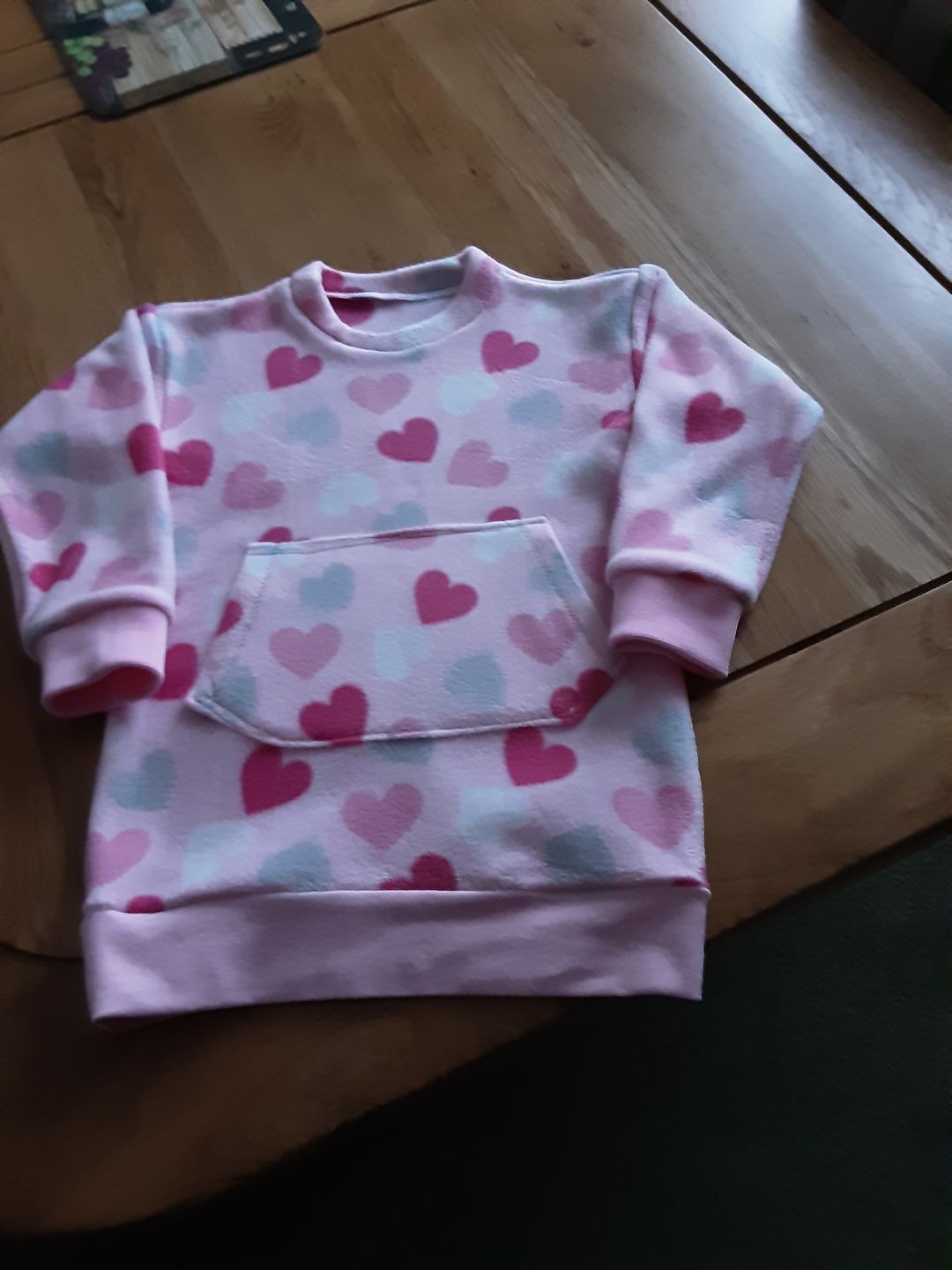 Customer photo review of Hearts on Baby Pink Anti Pill Polar Fleece Fabric