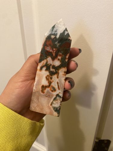 Customer photo review of RARE 😍: Carnelian Moss Agate Tower- B